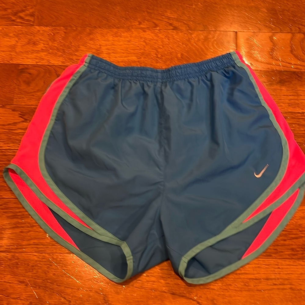 Nike Dri fit small blue and pink athletic shorts with built in underwear